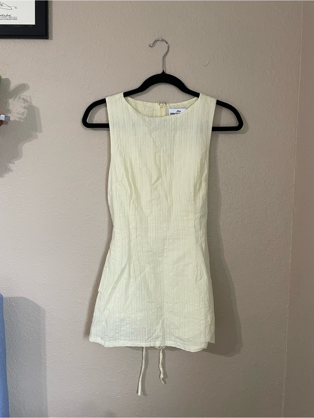 Princess Polly Yumiko Romper Yellow Size 6 Petite Tie Back Lined Organic Cotton